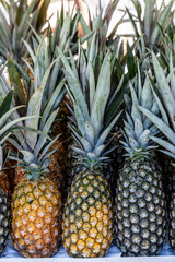 Aananas for sale at a street market in Sao Paulo, Brazil.