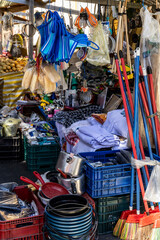 A traditional street market in the city of Sao Paulo, which guarantees the supply of household utensils., Brazil