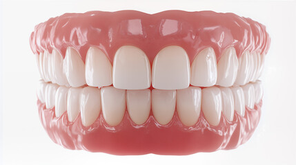 Fototapeta premium Explore a top-view 3D render of healthy, natural-colored teeth set against a clean white background. Perfect for dental branding, smile design concepts, and educational materials.