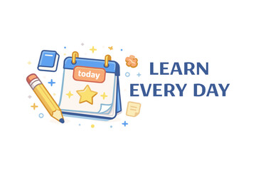 Learning motivation illustration, daily study habit and education routine