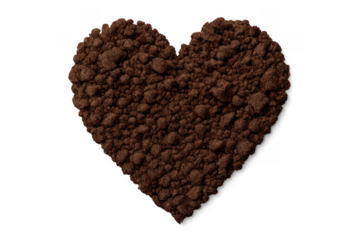 Heart shape created from organic soil offering transparent background