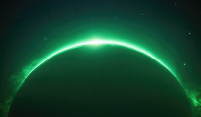 Obraz premium Glowing green planetary horizon symbolizing future energy and cosmic vision 