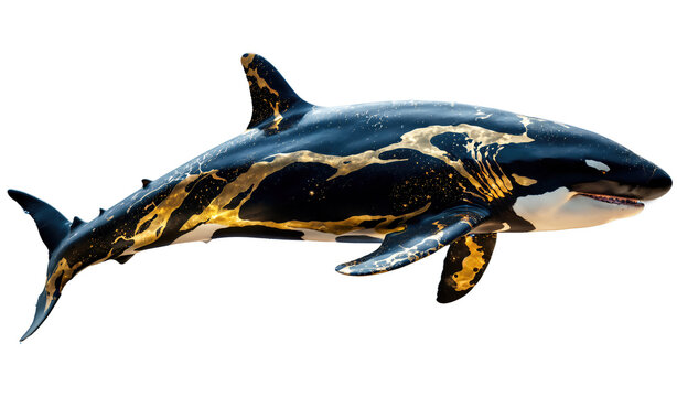 orca whale, killer whale, marine animal, ocean wildlife, artistic whale, gold pattern, luxury illustration, creative marine art, aquatic animal, sea life concept, wildlife design, animal symbolism, po - Powered by Adobe