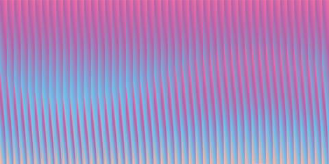 Holographic glass distortion in pastel lilac, blue and pink stripes with glossy vertical gradient, vector illustration