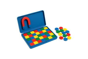 Colorful Magnetic Puzzle Board Educational Toy Set Isolated on a Transparent Background