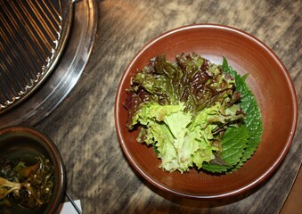 Sangchu, Kkaennip, Garlic, and Ssamjang