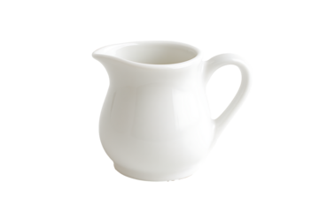 White ceramic jug isolated on white background representing minimalist kitchen utensil concept with elegant design pottery craftsmanship and clean simple home decor vessel idea