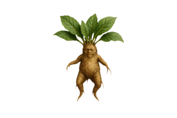 Mythical Mandrake Root Fantasy Botanical Illustration Isolated on a Transparent Background