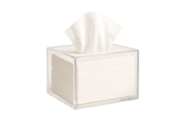 White tissue paper box isolated on clear background soft napkins storage hygiene and cleanliness concept suitable for bathroom household care and healthcare product presentation