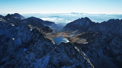 Aerial View of Hincovo Tarn in the High Tatra Mountains Slovakia