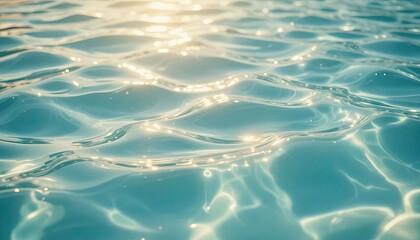 Serene turquoise water surface with sparkling sunlight reflections