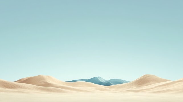 Serene desert landscape with sand dunes under clear blue sky - Powered by Adobe