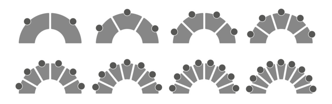 Half circle infographic PNG. Diagram template process flow data presentation business vector chart.