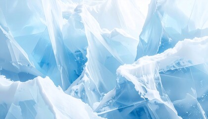 Abstract image of jagged, translucent ice formations with light shining through