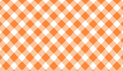 Seamless orange gingham plaid pattern with alternating square textures, ideal for fabric, textiles, picnic themes, vintage decor, or cheerful backgrounds.	