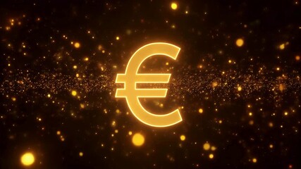 Glowing Euro Symbol in Golden Particles Financial Wealth Concept - Powered by Adobe
