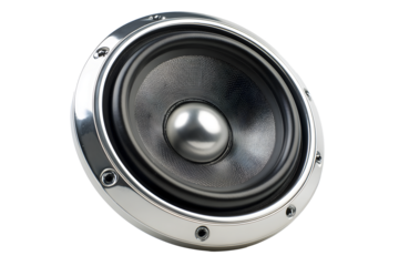 High quality speaker placed on a white background showing clear design and sound components without any surrounding context