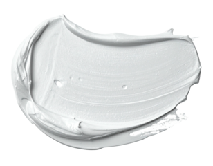 White, creamy paint swirl on solid black