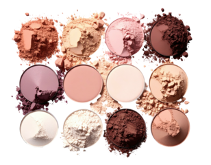 Eyeshadow palette with neutral, earthy, pinkish powders