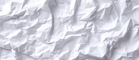 Obraz premium Crushed paper texture. Abstract white folds and shadows. Close-up