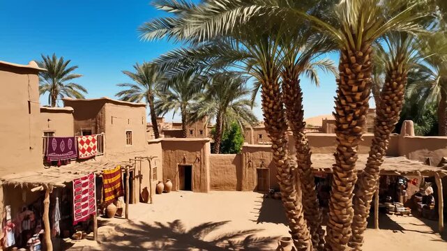 Exploring Traditional Mud Brick Village in Morocco, Bright Sunny Day