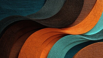 Wavy colorful strands interweave, resembling textured abstract flowing shapes