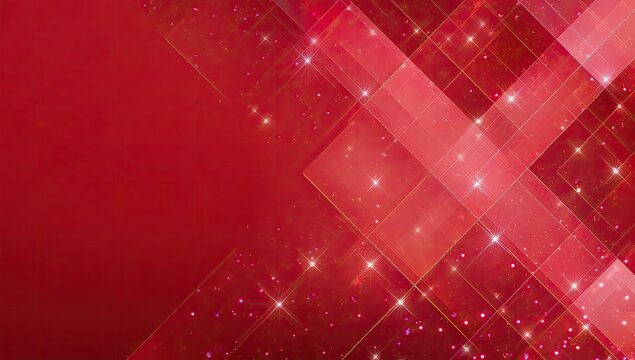 Red abstract with glittering squares and diagonal lines