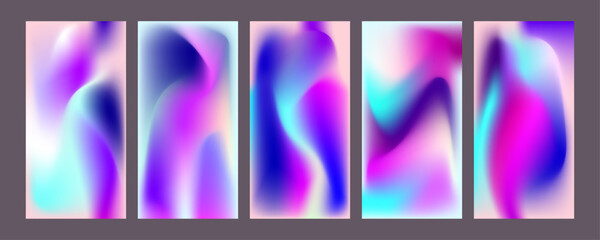 Gradient The 3D Memphis Style mesh cover set of backgrounds The Clean Style texture foil pearl shades. Abstract 3D gradient with holographic foil. 90s, 80s retro style