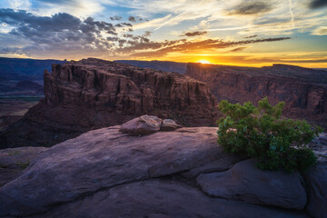 beautiful sunset in canyonlands national park in utah, usa