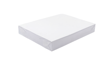 Ream of blank white printer paper on transparent background