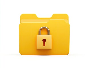 Yellow file folder with a centered padlock illustration on a white background