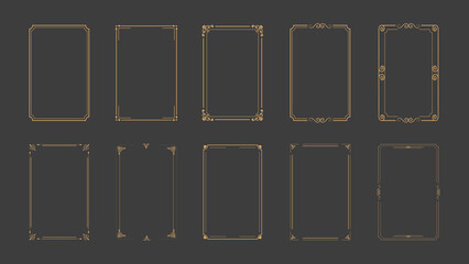 Vintage frame set. Decorative golden frames for wedding design elements. Decorated borders illustration. JPG image © Angela Ksen
