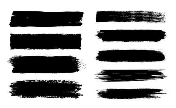 Collection of paint brush strokes, hand drawn brush stroke. JPG image