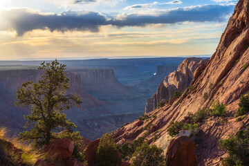 beautiful sunset in canyonlands national park in utah, usa