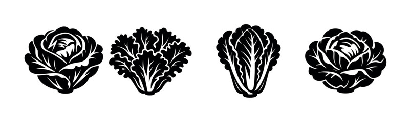 Vegetable vector icons set. leafy greens and salad illustrations