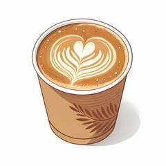 Take away coffee cup with latte art branding vector illustration