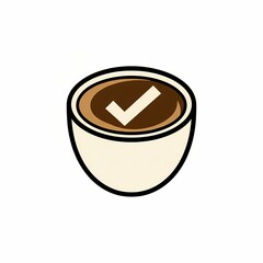 Coffee cup with check mark latte art approval vector illustration