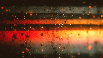 Abstract bokeh with horizontal stripes, orange, red, and light on dark