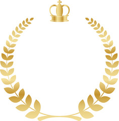 Golden laurel wreath frame with royal crown award emblem