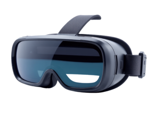 Goggles placed on a clean white surface