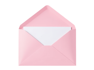A pink envelope containing a white paper inside, perfect for a letter or invitation