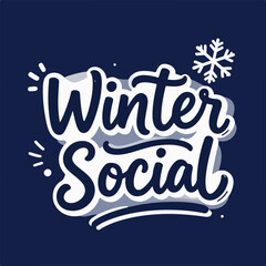 Fototapeta premium Merry Christmas and Winter Social vintage lettering design vector greeting card illustration with festive typography and holiday decoration