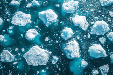 Icebergs Adrift in Turquoise Sea