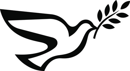 Fototapeta premium Peace dove carrying an olive branch flat design