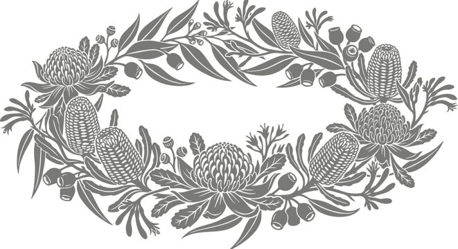 Australian Native Floral Wreath with Eucalyptus and Wattle