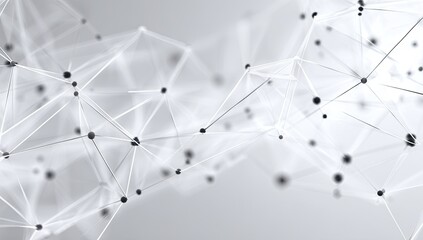 Abstract network with white lines connecting small dots on a light gray backdrop