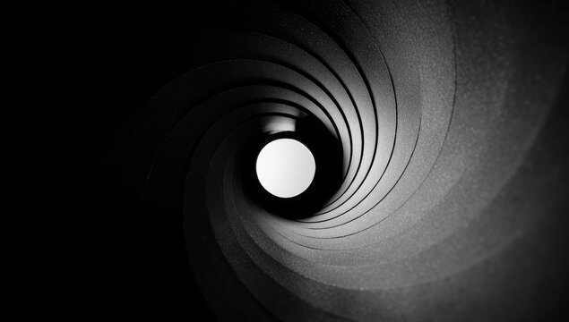 Inside a dark, spiraling tunnel with a bright, circular opening at the end