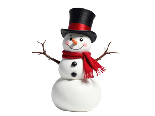 A snowman dressed in winter attire, perfect for cold weather scenes or holiday themes