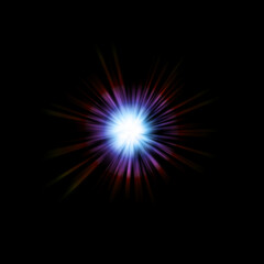 Radial light burst with glowing ring on black background