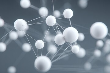 Network of interconnected glossy white spheres